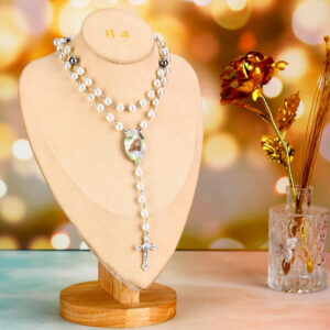 custom photo rosary with white beads personalized centerpiece