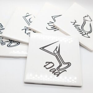 custom laser-engraved ceramic tile coaster personalized