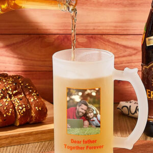 personalized frosted glass beer mug with custom photo and name
