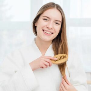 personalized engraved wooden hair brush with custom name