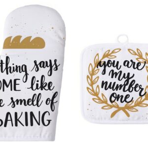 personalized oven mitt and pot holder set custom kitchen gift