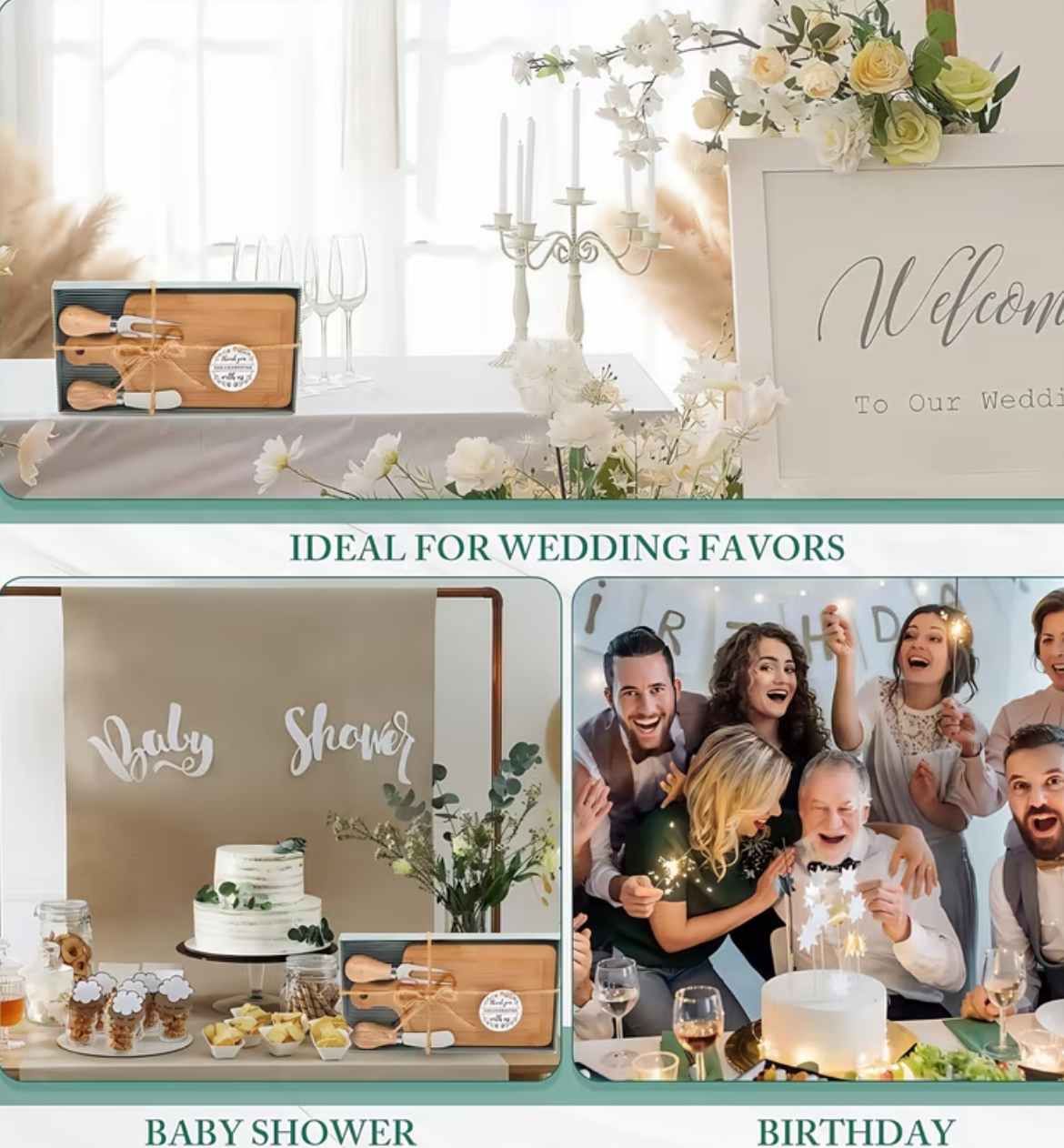 Cutting board set with utensils and custom engraving