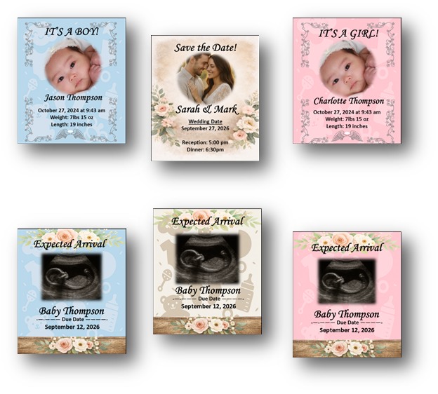 Special occasion announcement magnets set of 6