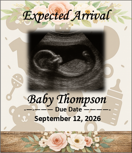 Expected Arrival Announcement Magnet - Set of 6
