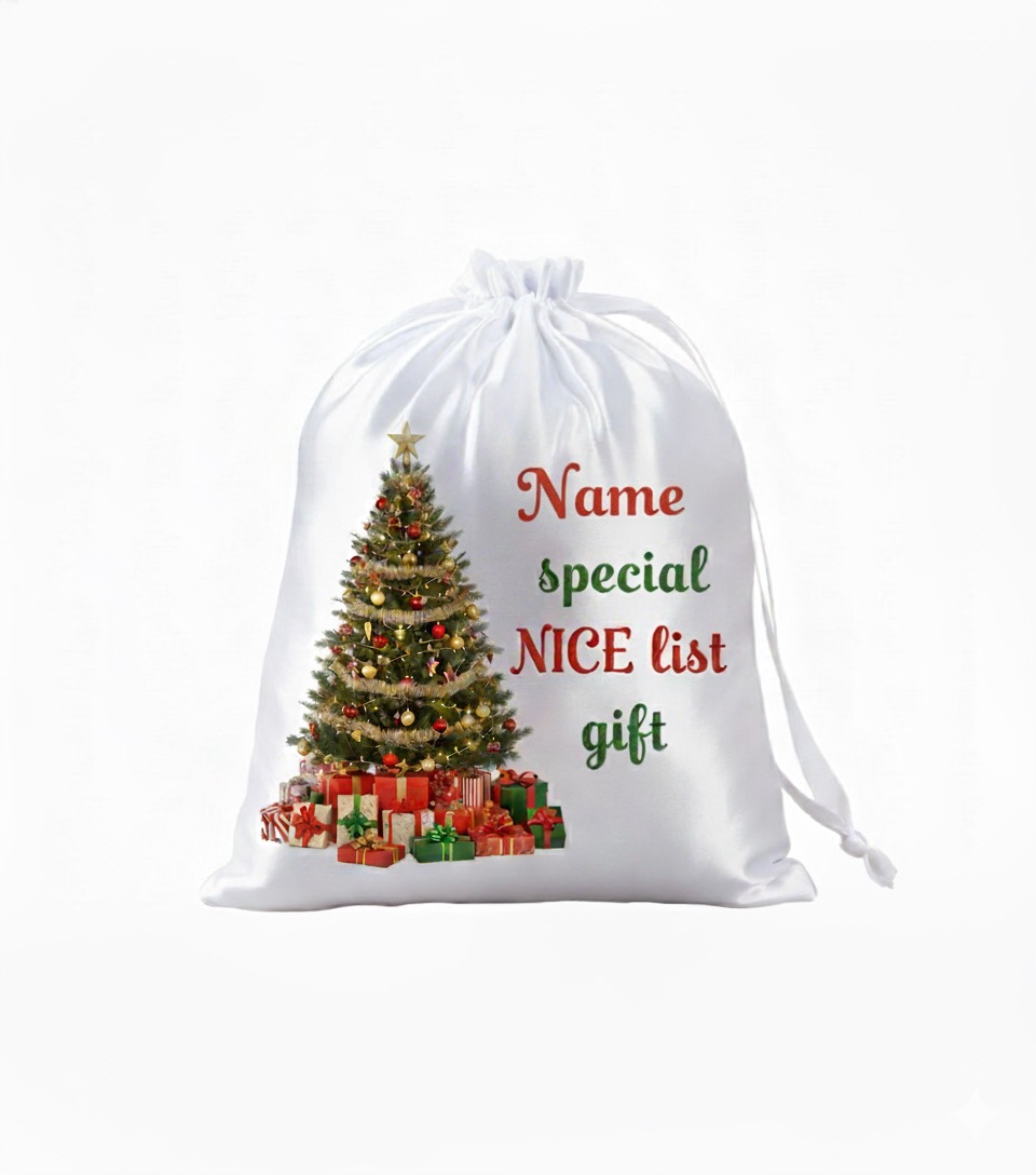 Custom imprinted satin draw string bag for any occasion.