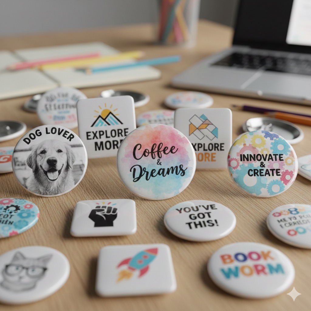 Full color custom buttons promotional merchandise