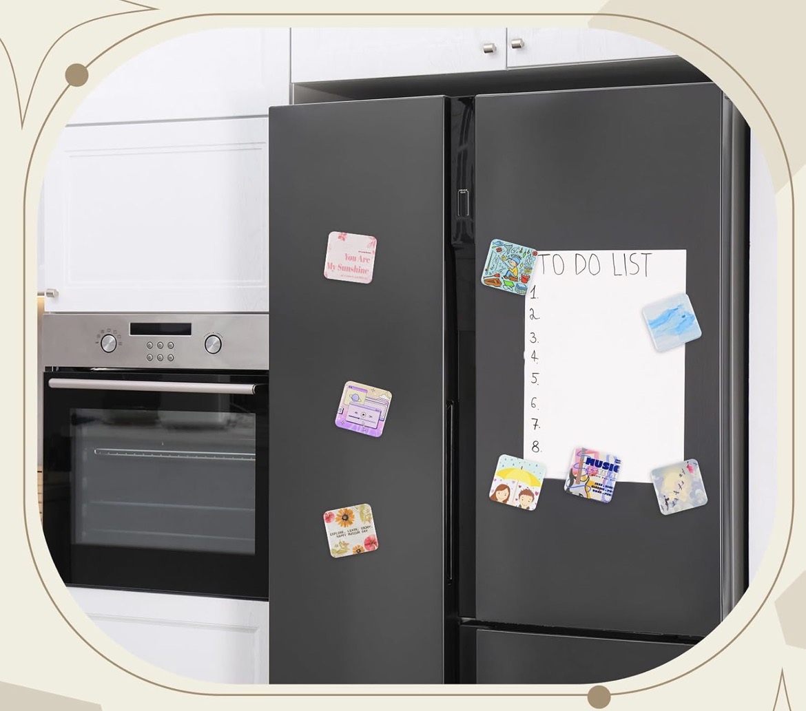 Customizable square buttons and magnets
