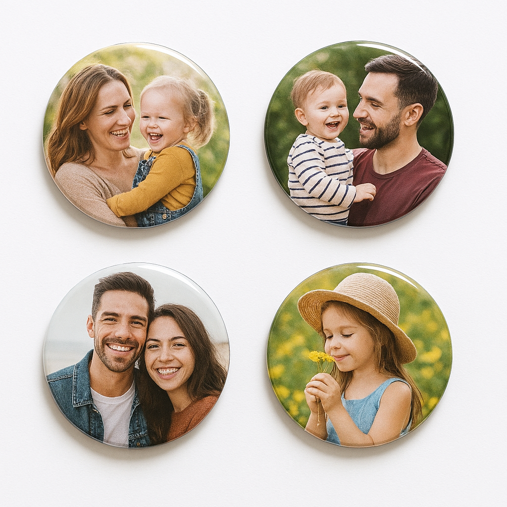 Personalized round buttons and magnets